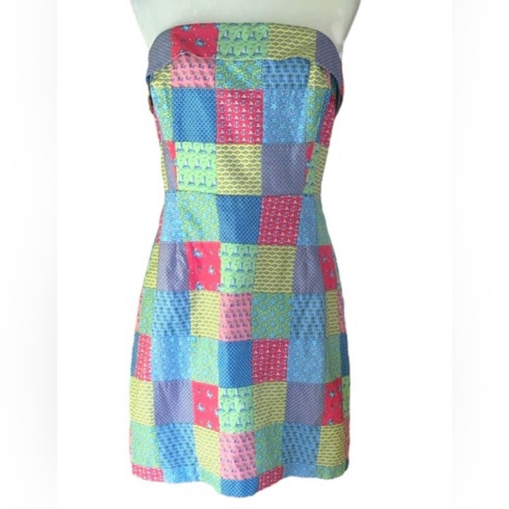 Vineyard Vines Strapless Patchwork Mini Size 12 - image 3